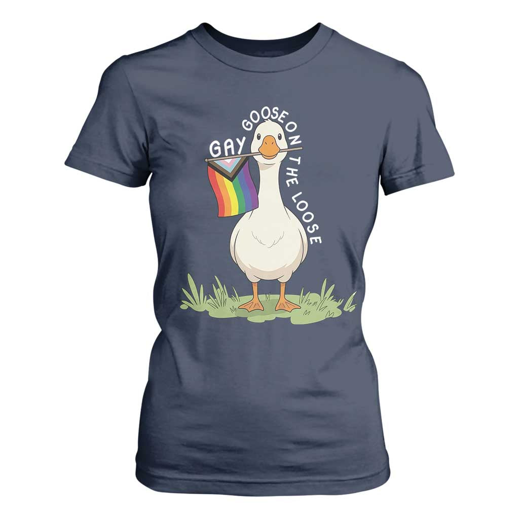 Silly Goose LGBTQ Rainbow T Shirt For Women Funny Gay Pride Month