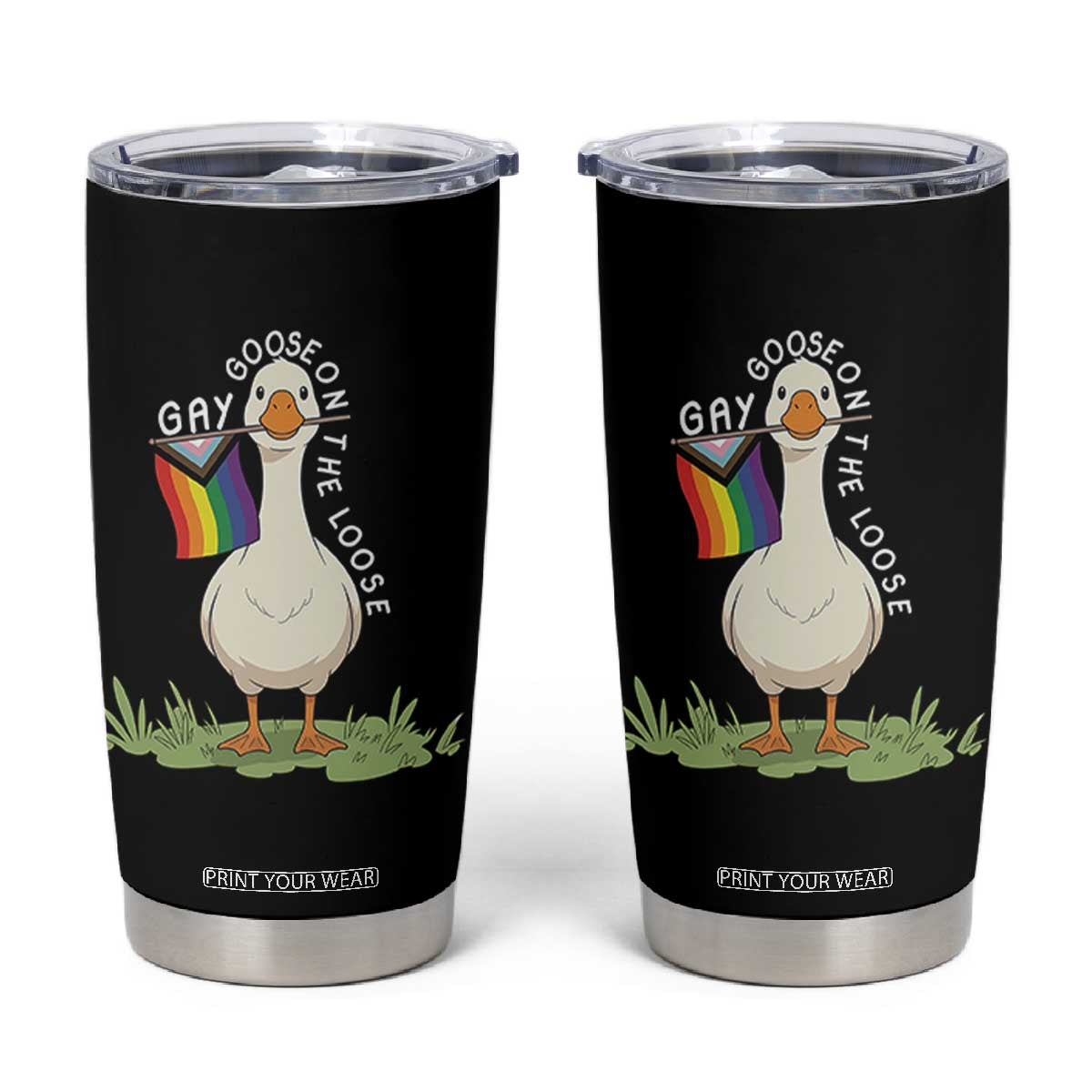 Silly Goose LGBTQ Rainbow Tumbler Cup Funny Gay Pride Month