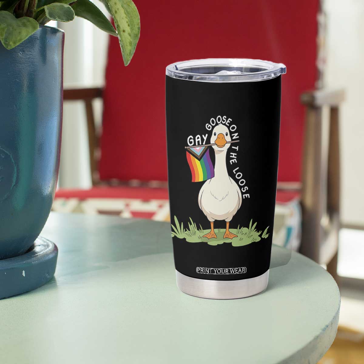 Silly Goose LGBTQ Rainbow Tumbler Cup Funny Gay Pride Month