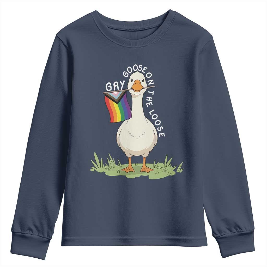 Silly Goose LGBTQ Rainbow Youth Sweatshirt Funny Gay Pride Month