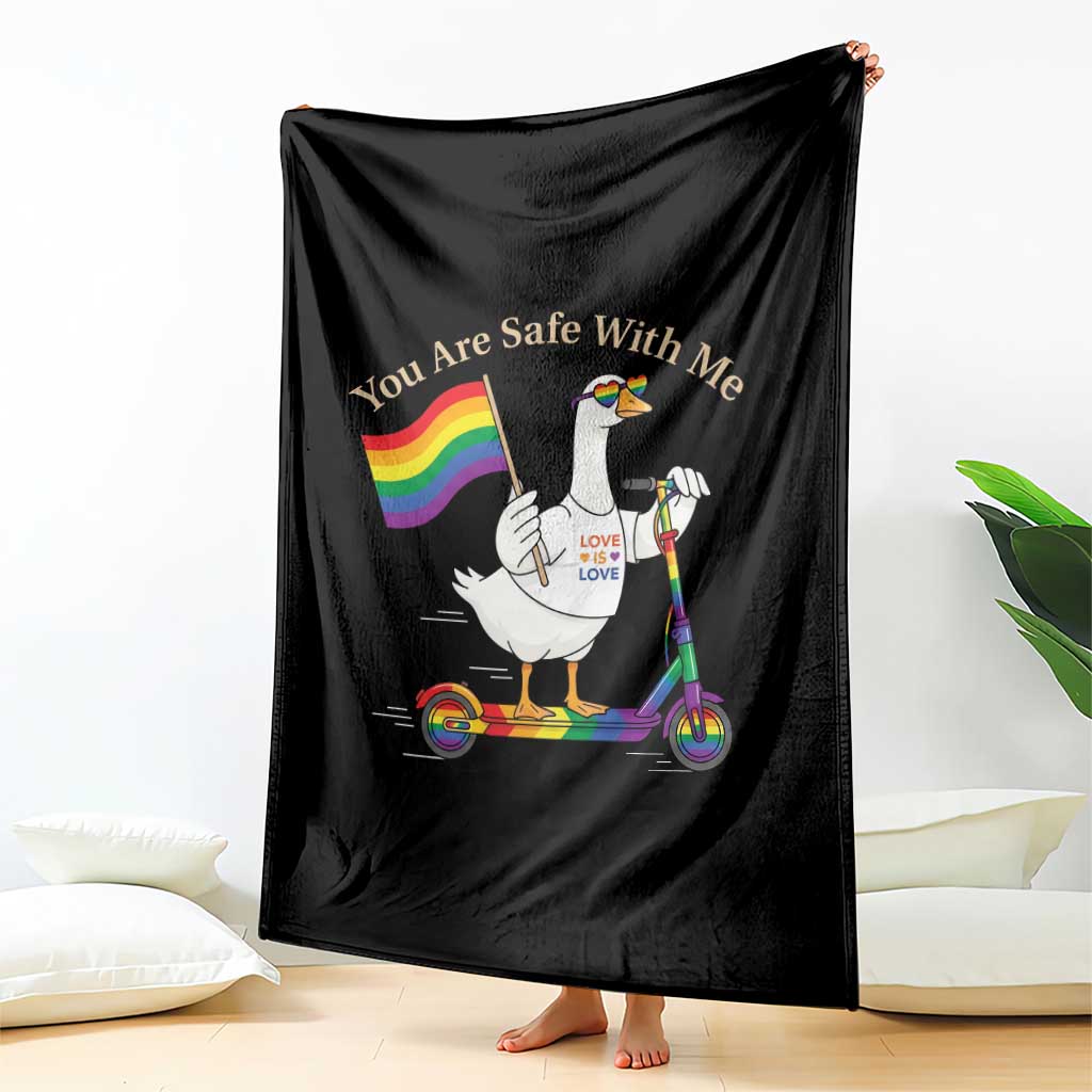 You Are Safe With Me Throw Blanket LGBTQ Pride Goose Rainbow TS14 Print Your Wear