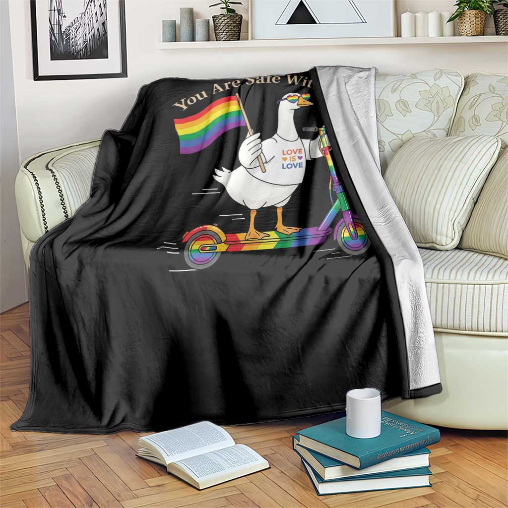 You Are Safe With Me Throw Blanket LGBTQ Pride Goose Rainbow TS14 Print Your Wear