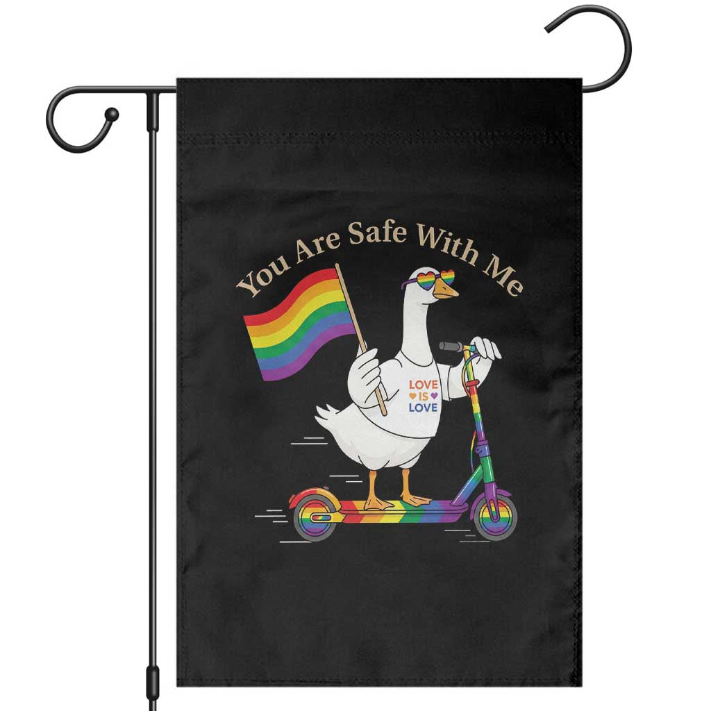 You Are Safe With Me Garden Flag LGBTQ Pride Goose Rainbow TS14 Black Print Your Wear