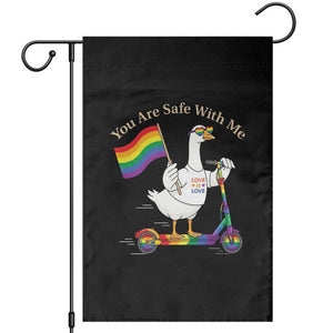 You Are Safe With Me Garden Flag LGBTQ Pride Goose Rainbow TS14 Black Print Your Wear