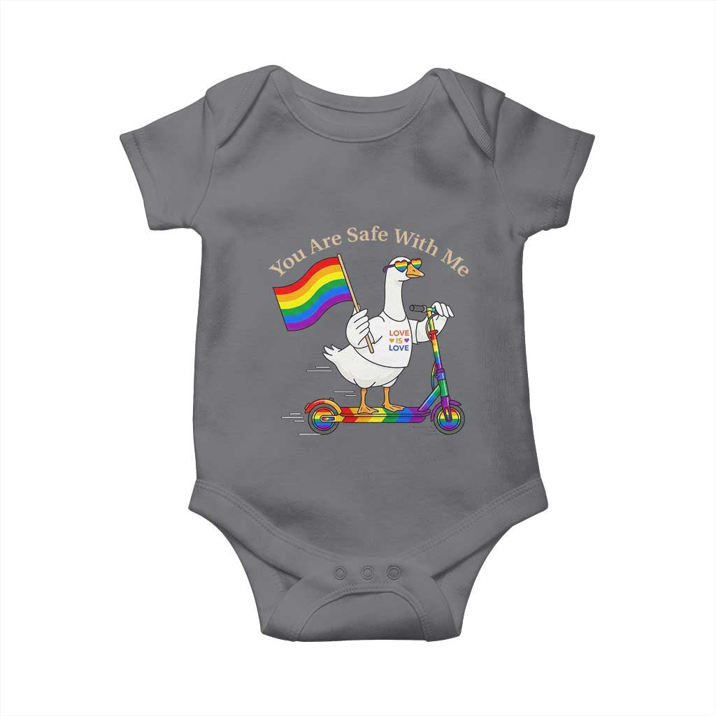 You Are Safe With Me Baby Onesie LGBTQ Pride Goose Rainbow TS14 Charcoal Print Your Wear