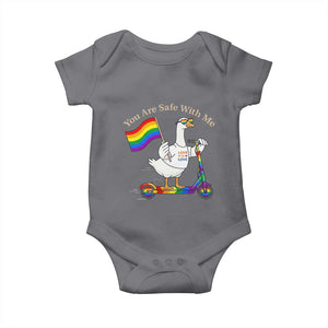 You Are Safe With Me Baby Onesie LGBTQ Pride Goose Rainbow TS14 Charcoal Print Your Wear