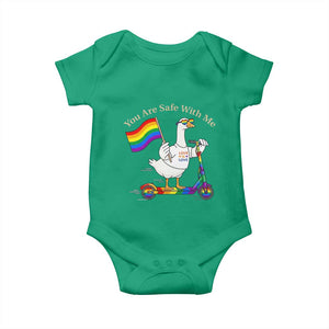 You Are Safe With Me Baby Onesie LGBTQ Pride Goose Rainbow TS14 Irish Green Print Your Wear