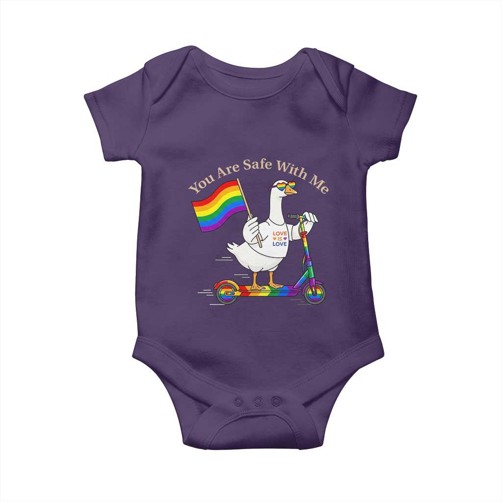 You Are Safe With Me Baby Onesie LGBTQ Pride Goose Rainbow TS14 Purple Print Your Wear