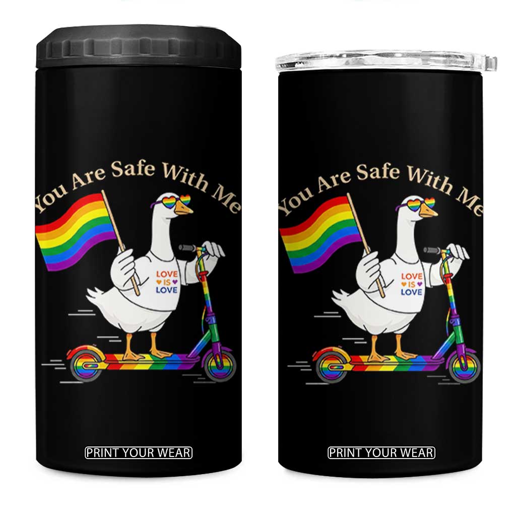 You Are Safe With Me 4 in 1 Can Cooler Tumbler LGBTQ Pride Goose Rainbow TS14 One Size: 16 oz Black Print Your Wear