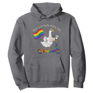 You Are Safe With Me Hoodie LGBTQ Pride Goose Rainbow TS14 Charcoal Print Your Wear