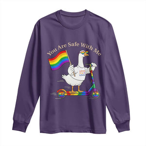 You Are Safe With Me Long Sleeve Shirt LGBTQ Pride Goose Rainbow TS14 Purple Print Your Wear