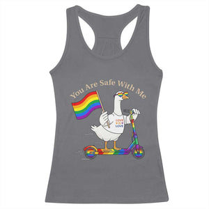 You Are Safe With Me Racerback Tank Top LGBTQ Pride Goose Rainbow TS14 Charcoal Print Your Wear