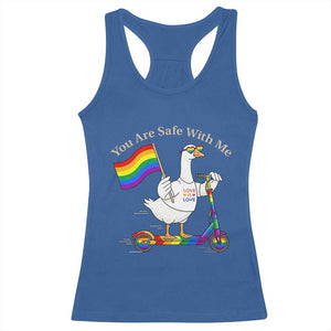 You Are Safe With Me Racerback Tank Top LGBTQ Pride Goose Rainbow TS14 Royal Blue Print Your Wear
