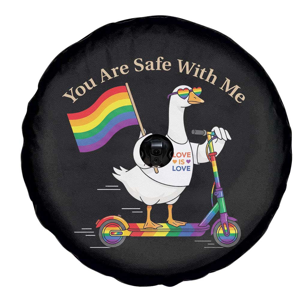 You Are Safe With Me Spare Tire Cover LGBTQ Pride Goose Rainbow TS14 Print Your Wear