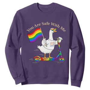 You Are Safe With Me Sweatshirt LGBTQ Pride Goose Rainbow TS14 Purple Print Your Wear