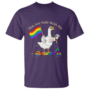 You Are Safe With Me T Shirt LGBTQ Pride Goose Rainbow TS14 Purple Print Your Wear