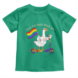 You Are Safe With Me Toddler T Shirt LGBTQ Pride Goose Rainbow TS14 Irish Green Print Your Wear