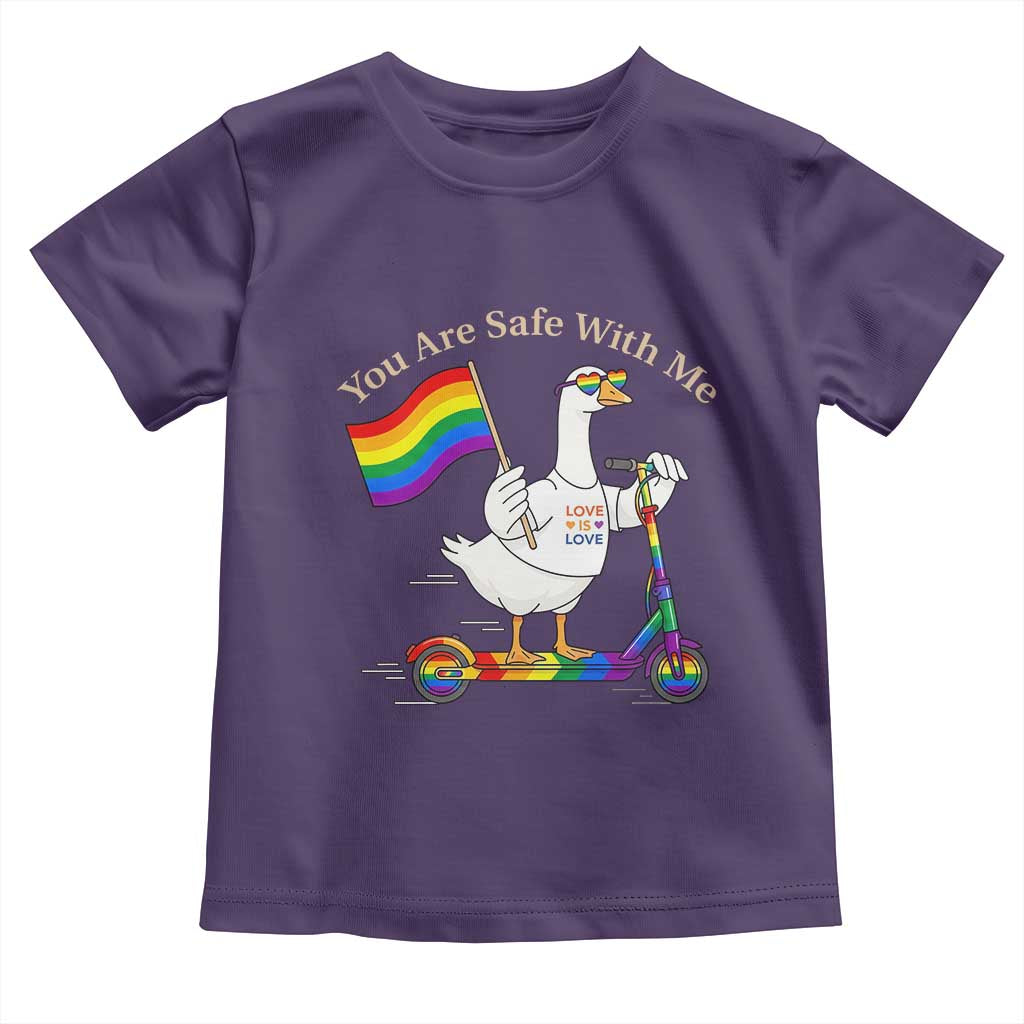 You Are Safe With Me Toddler T Shirt LGBTQ Pride Goose Rainbow TS14 Purple Print Your Wear