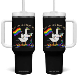 You Are Safe With Me Tumbler With Handle LGBTQ Pride Goose Rainbow