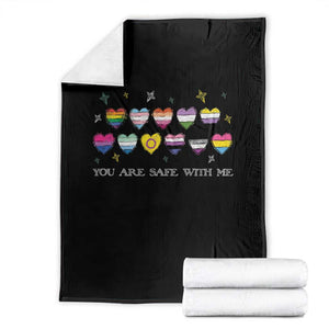 You Are Safe With Me Throw Blanket LGBTQ Support Rainbow Flags Ally TS14 Black Print Your Wear