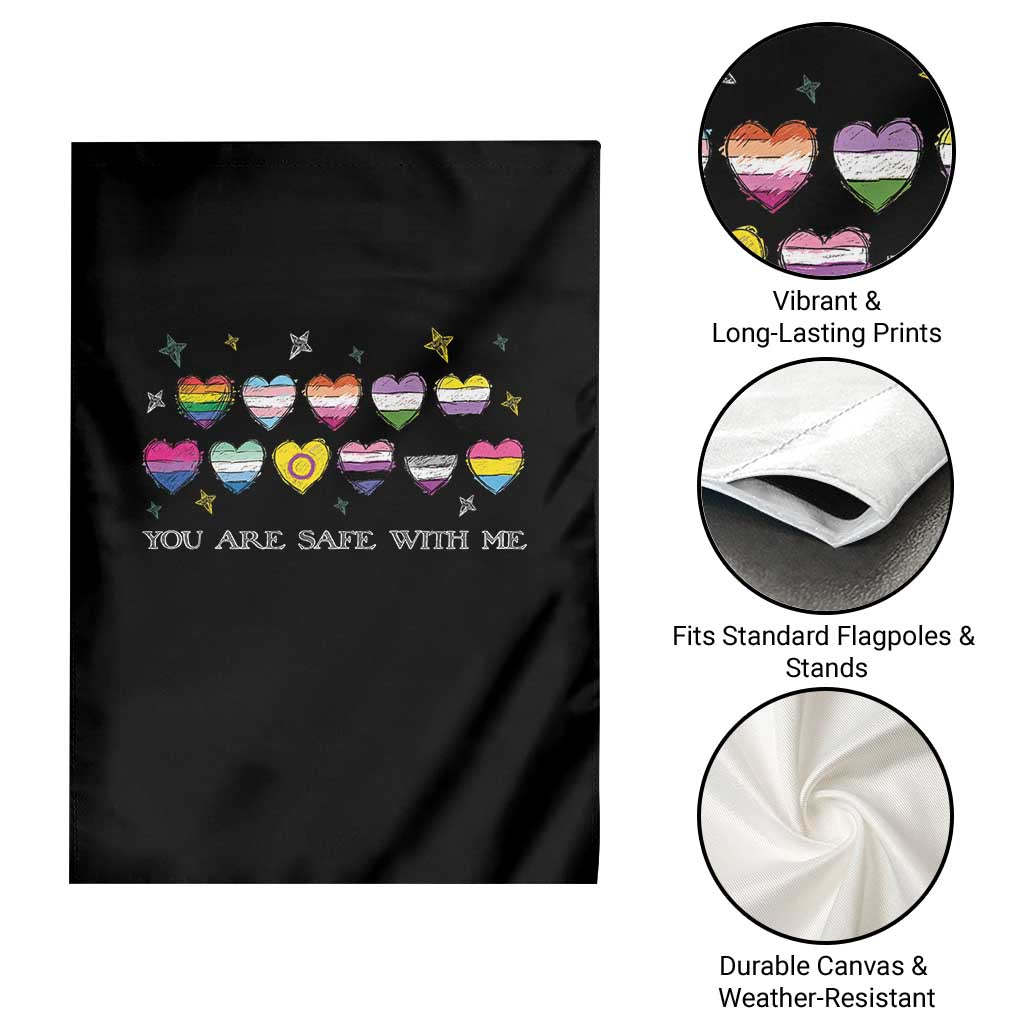 You Are Safe With Me Garden Flag LGBTQ Support Rainbow Flags Ally