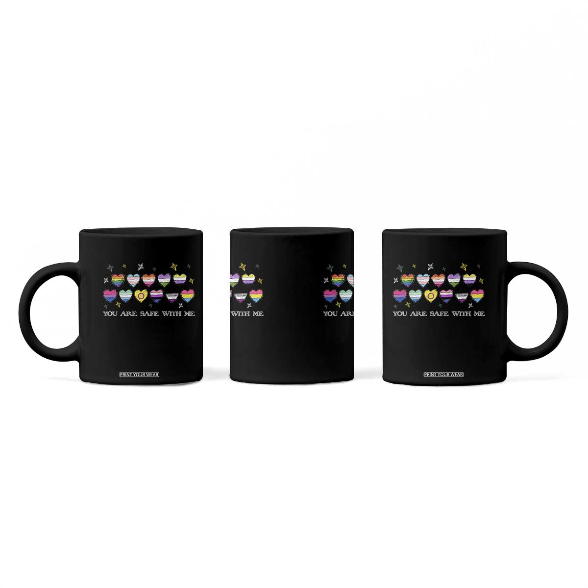 You Are Safe With Me Coffee Mug LGBTQ Support Rainbow Flags Ally TS14 Print Your Wear