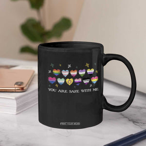 You Are Safe With Me Coffee Mug LGBTQ Support Rainbow Flags Ally TS14 Print Your Wear