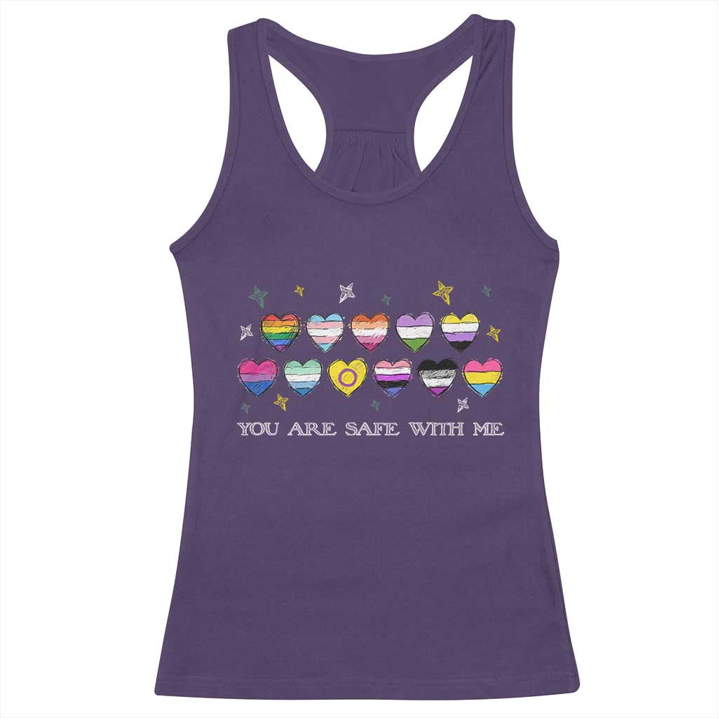 You Are Safe With Me Racerback Tank Top LGBTQ Support Rainbow Flags Ally TS14 Purple Print Your Wear