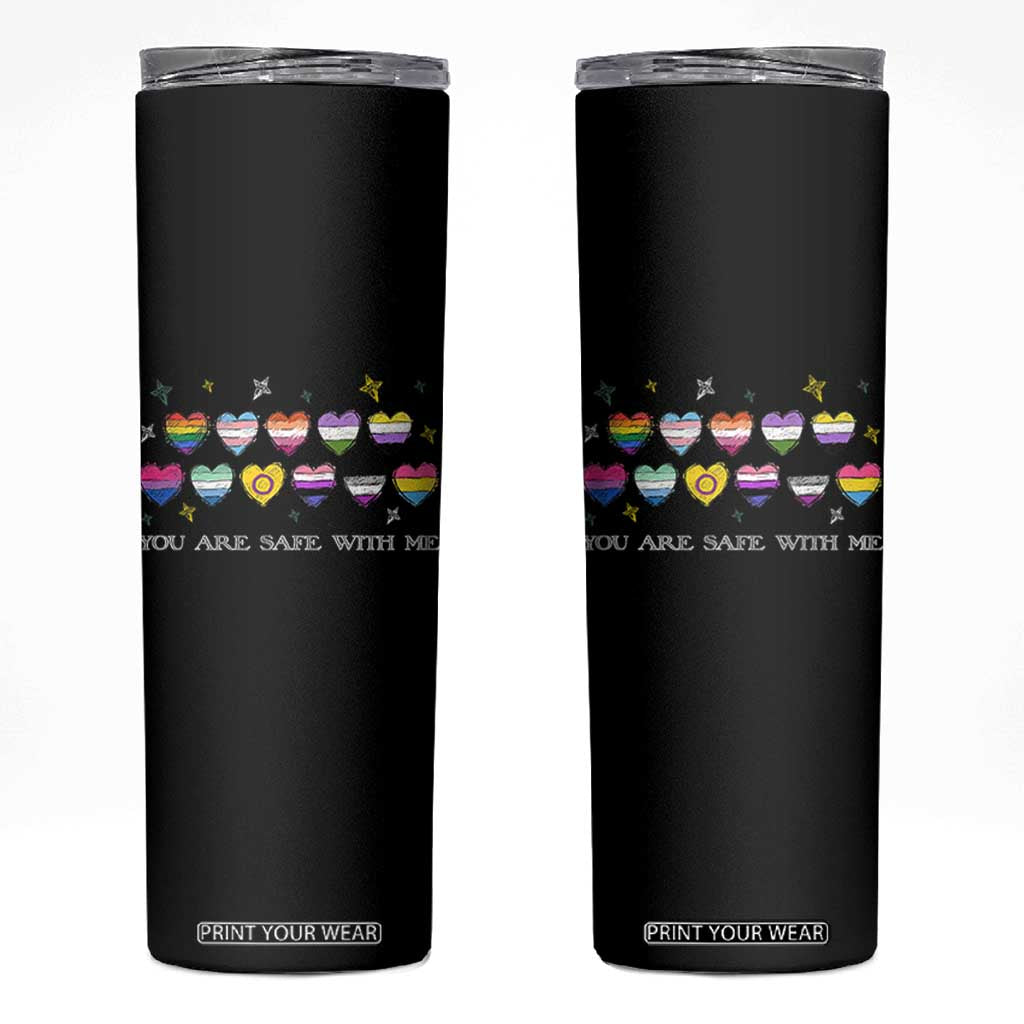 You Are Safe With Me Skinny Tumbler LGBTQ Support Rainbow Flags Ally TS14 Black Print Your Wear