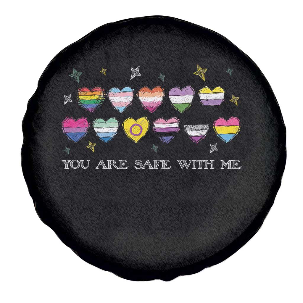 You Are Safe With Me Spare Tire Cover LGBTQ Support Rainbow Flags Ally TS14 Print Your Wear