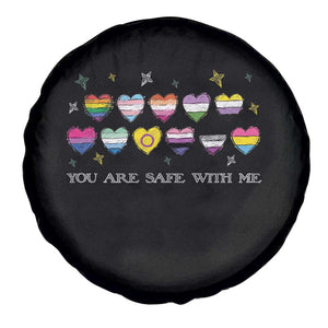 You Are Safe With Me Spare Tire Cover LGBTQ Support Rainbow Flags Ally TS14 Print Your Wear