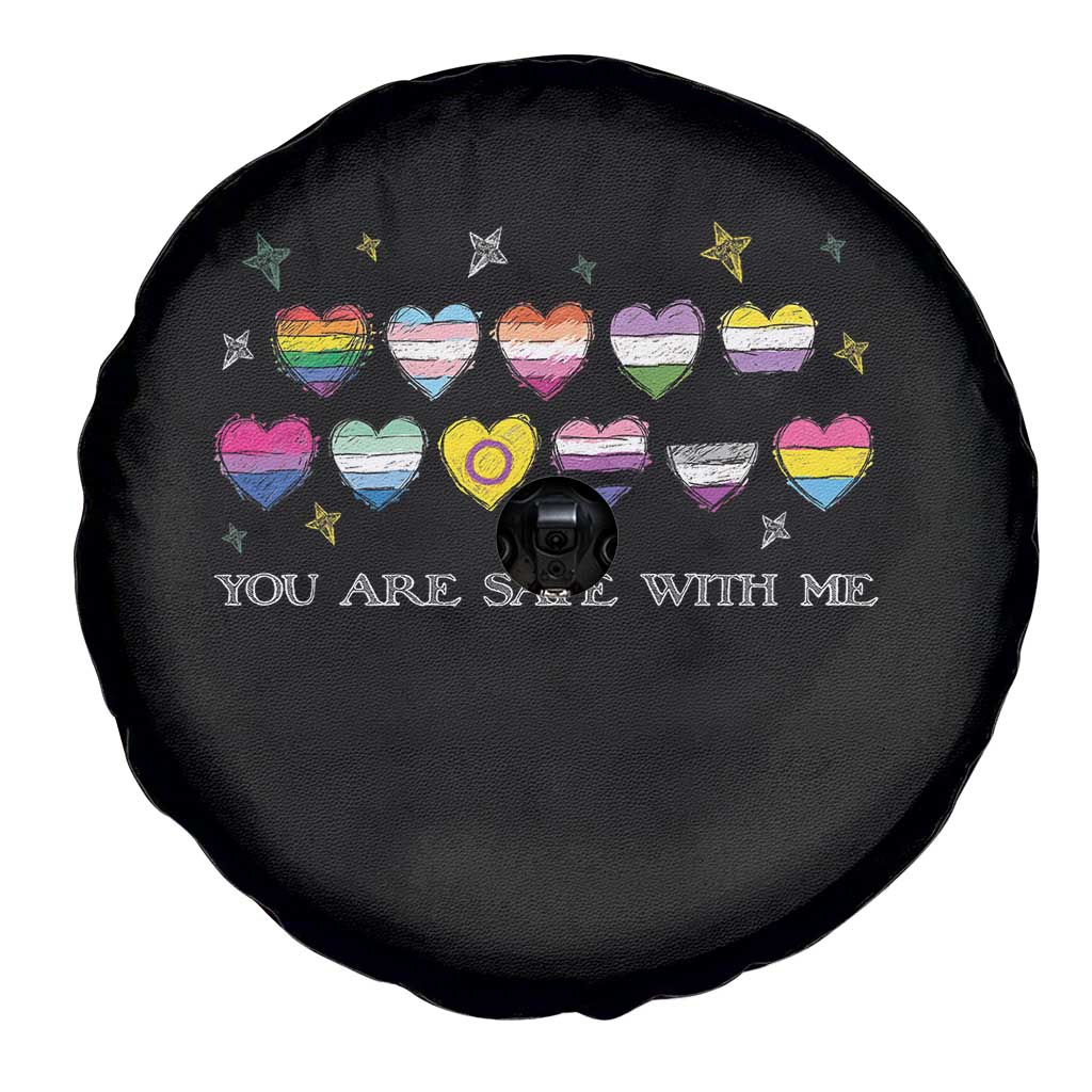 You Are Safe With Me Spare Tire Cover LGBTQ Support Rainbow Flags Ally TS14 Print Your Wear