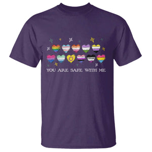 You Are Safe With Me T Shirt LGBTQ Support Rainbow Flags Ally TS14 Purple Print Your Wear