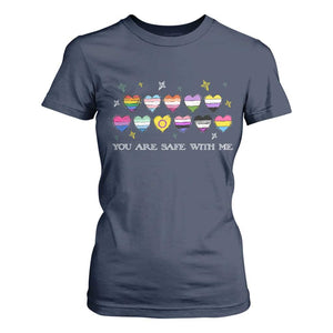 You Are Safe With Me T Shirt For Women LGBTQ Support Rainbow Flags Ally