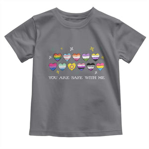 You Are Safe With Me Toddler T Shirt LGBTQ Support Rainbow Flags Ally TS14 Charcoal Print Your Wear