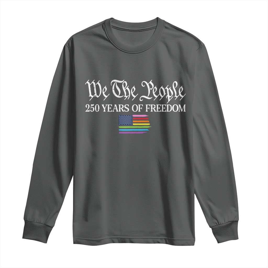 We The People Means Everyone Long Sleeve Shirt LGBTQ Gay Pride Rainbow Flags TS14 Dark Heather Print Your Wear