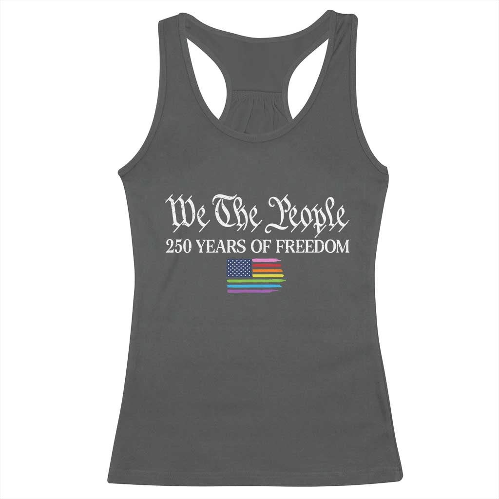 We The People Means Everyone Racerback Tank Top LGBTQ Gay Pride Rainbow Flags TS14 Dark Heather Print Your Wear