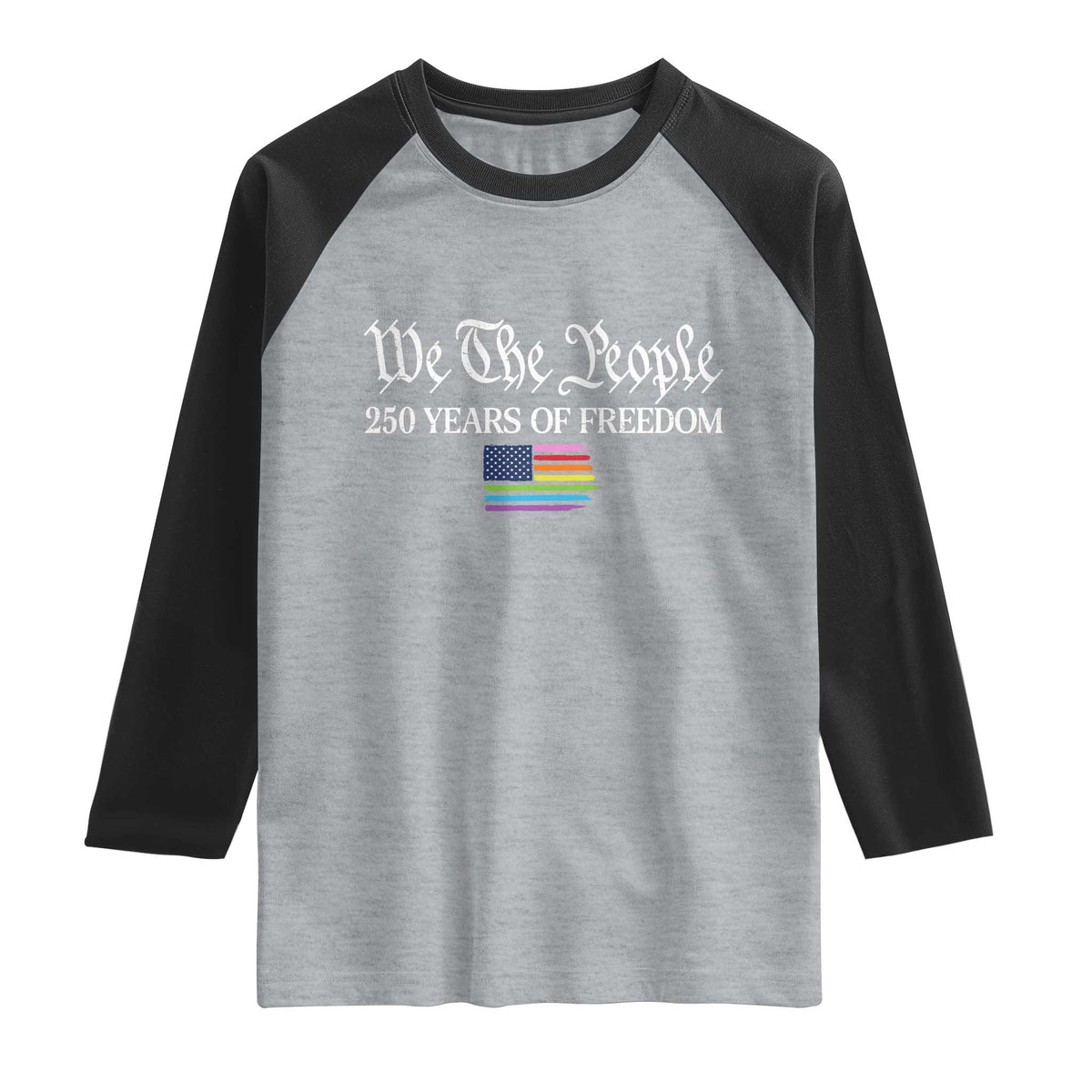We The People Means Everyone Raglan Shirt LGBTQ Gay Pride Rainbow Flags TS14 Heather Gray Black Print Your Wear