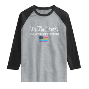 We The People Means Everyone Raglan Shirt LGBTQ Gay Pride Rainbow Flags TS14 Heather Gray Black Print Your Wear