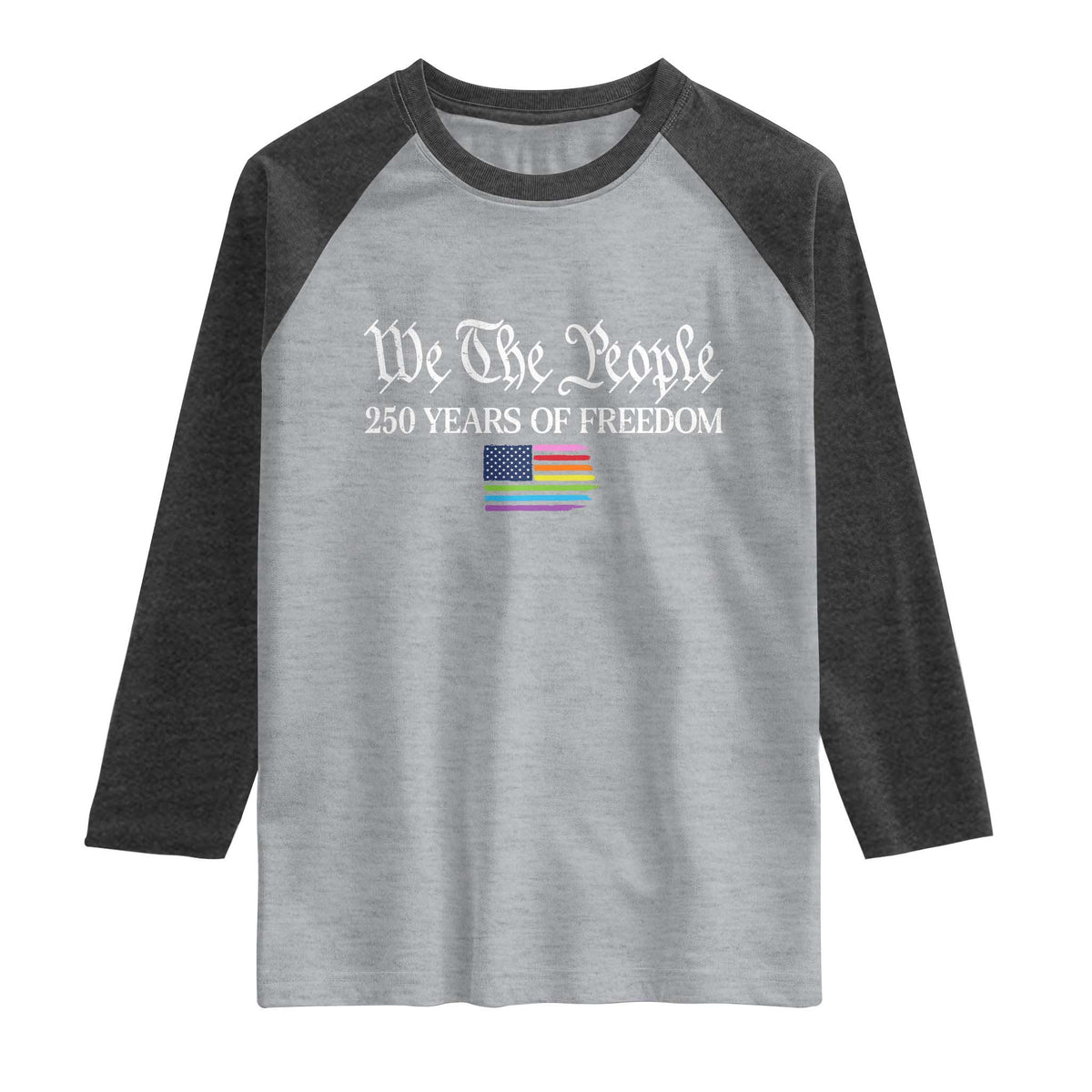 We The People Means Everyone Raglan Shirt LGBTQ Gay Pride Rainbow Flags TS14 Heather Gray Heather Charcoal Print Your Wear
