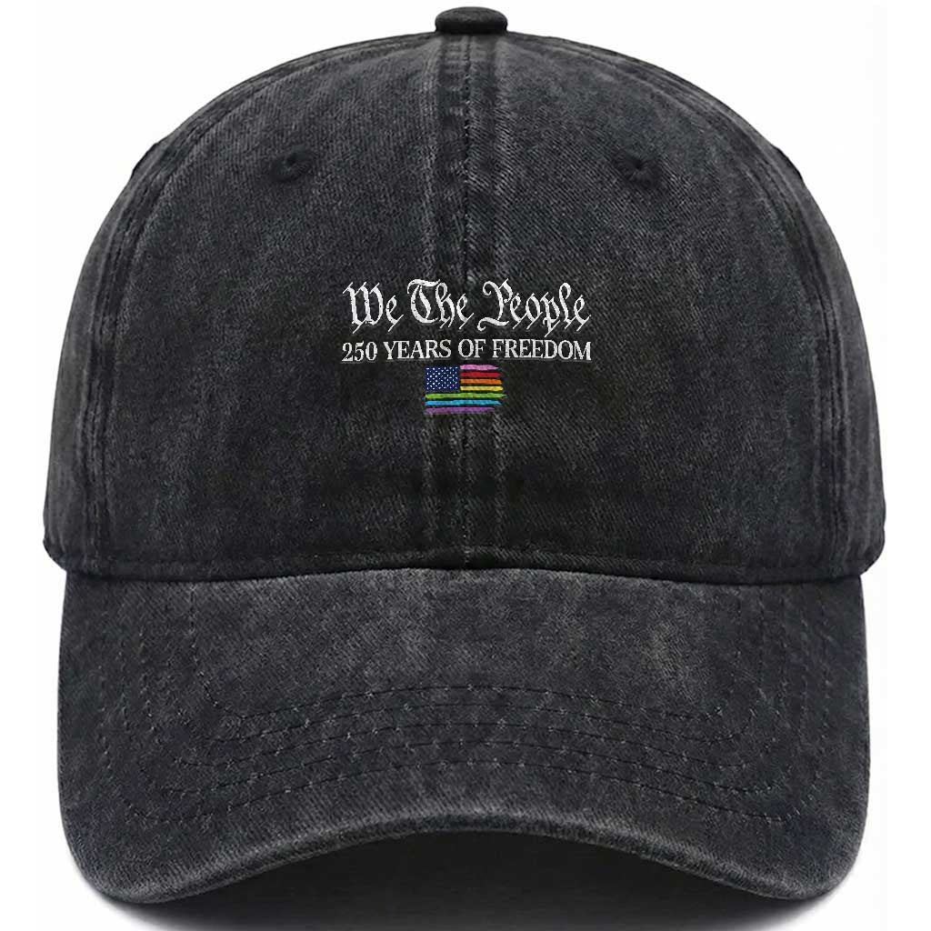 We The People Means Everyone Washed Cotton Baseball Cap LGBTQ Gay Pride Rainbow Flags
