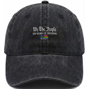 We The People Means Everyone Washed Cotton Baseball Cap LGBTQ Gay Pride Rainbow Flags
