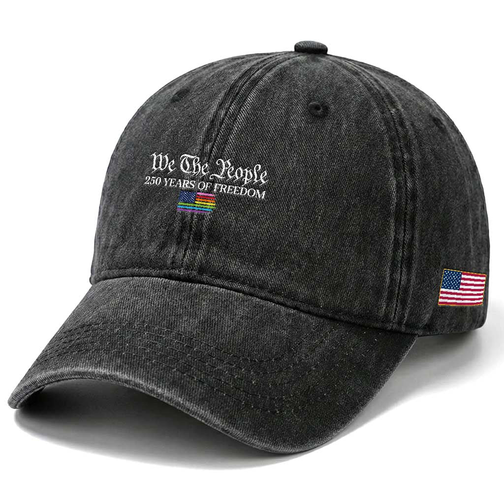 We The People Means Everyone Washed Cotton Baseball Cap LGBTQ Gay Pride Rainbow Flags