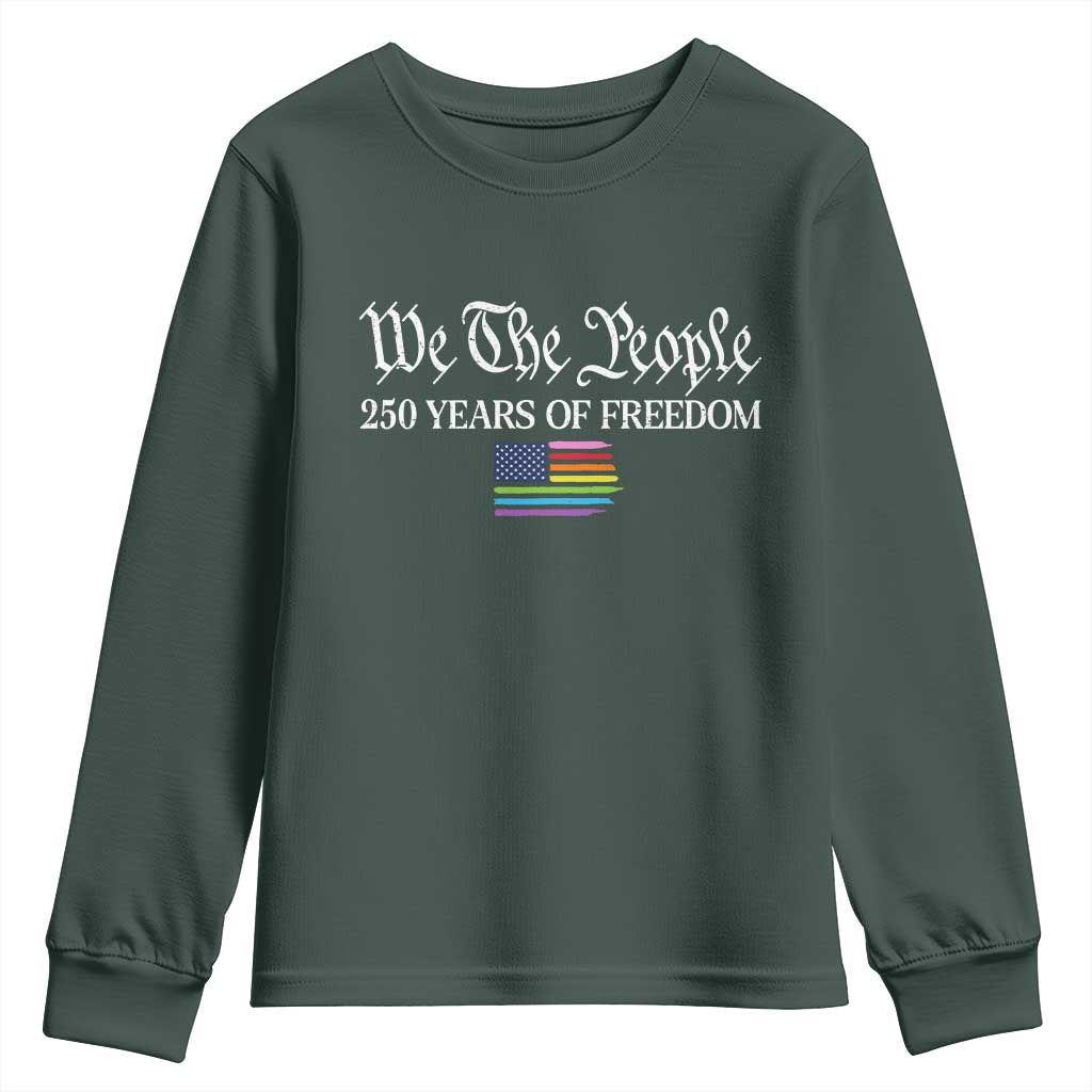 We The People Means Everyone Youth Sweatshirt LGBTQ Gay Pride Rainbow Flags TS14 Dark Forest Green Print Your Wear