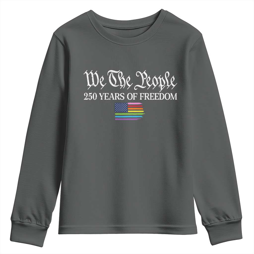 We The People Means Everyone Youth Sweatshirt LGBTQ Gay Pride Rainbow Flags TS14 Dark Heather Print Your Wear