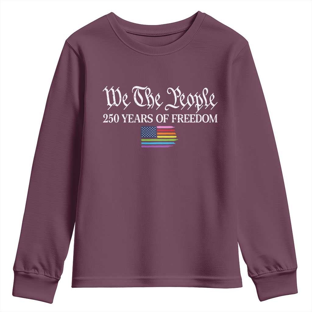 We The People Means Everyone Youth Sweatshirt LGBTQ Gay Pride Rainbow Flags TS14 Maroon Print Your Wear