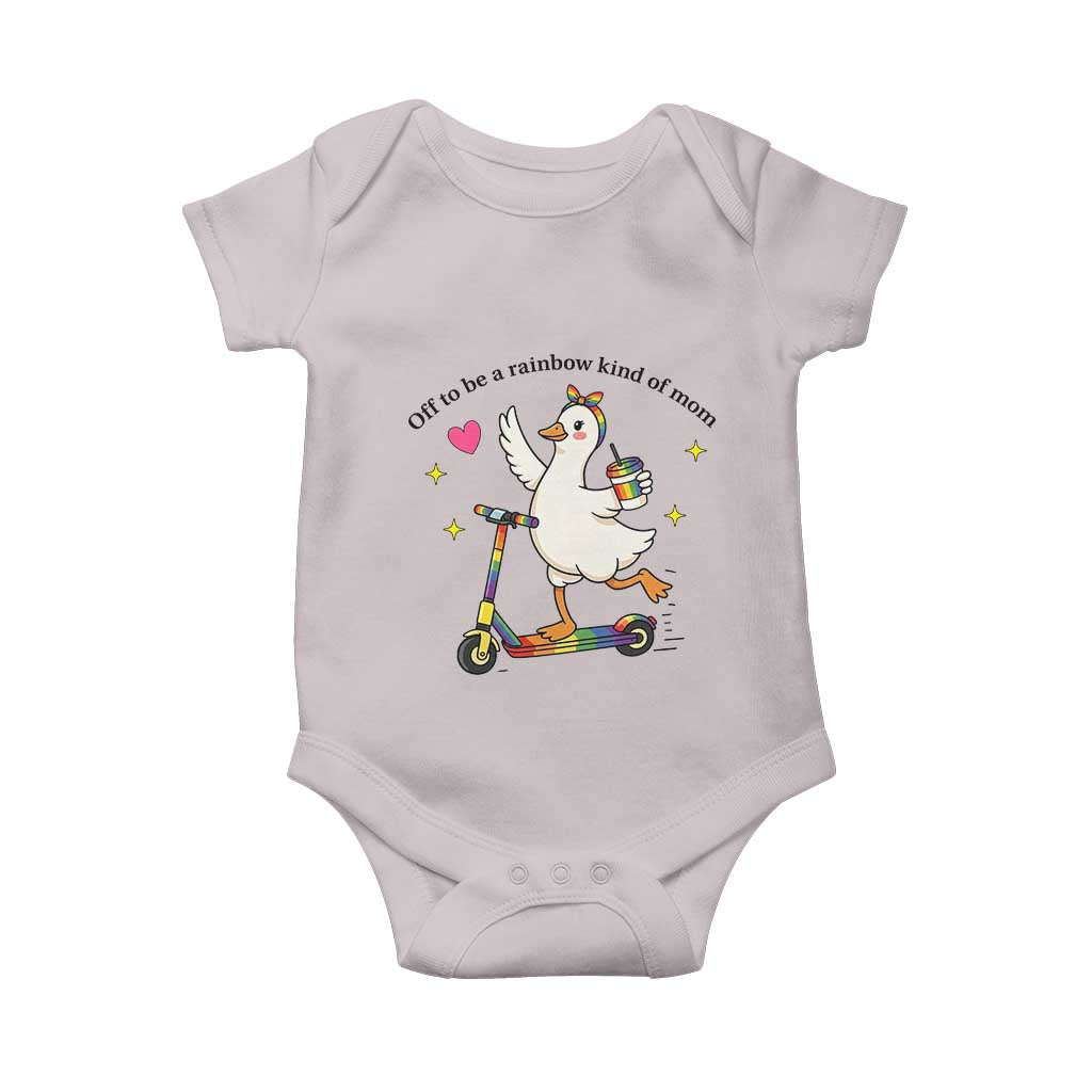 Off To Be Rainbow Kind Of Mom Baby Onesie LGBTQ Goose Mom Rainbow TS14 Ice Gray Print Your Wear