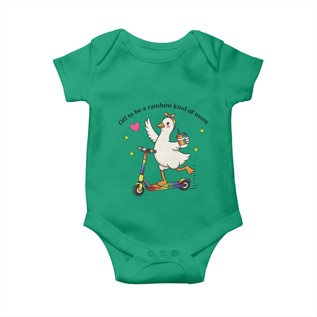 Off To Be Rainbow Kind Of Mom Baby Onesie LGBTQ Goose Mom Rainbow TS14 Irish Green Print Your Wear