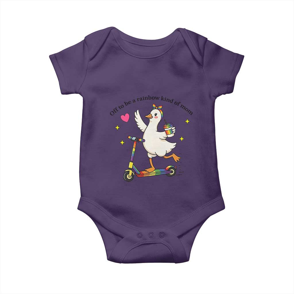 Off To Be Rainbow Kind Of Mom Baby Onesie LGBTQ Goose Mom Rainbow TS14 Purple Print Your Wear