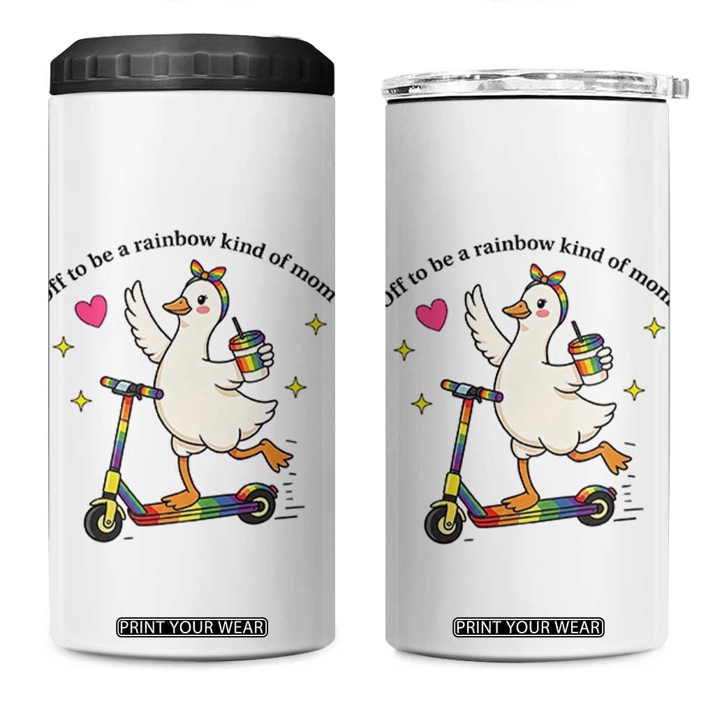 Off To Be Rainbow Kind Of Mom 4 in 1 Can Cooler Tumbler LGBTQ Goose Mom Rainbow TS14 One Size: 16 oz White Print Your Wear
